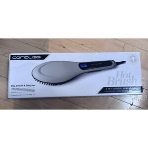 Corioliss Hot Brush (Grey) 3 in 1 Digital Heated Brush Detangles Straightens